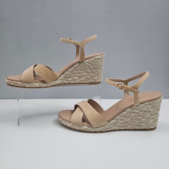 NEW Stuart Weitzman Dayna Wedges Womens 11 Adobe Tan Suede Espadrille Sandal - Picture 2 of 12